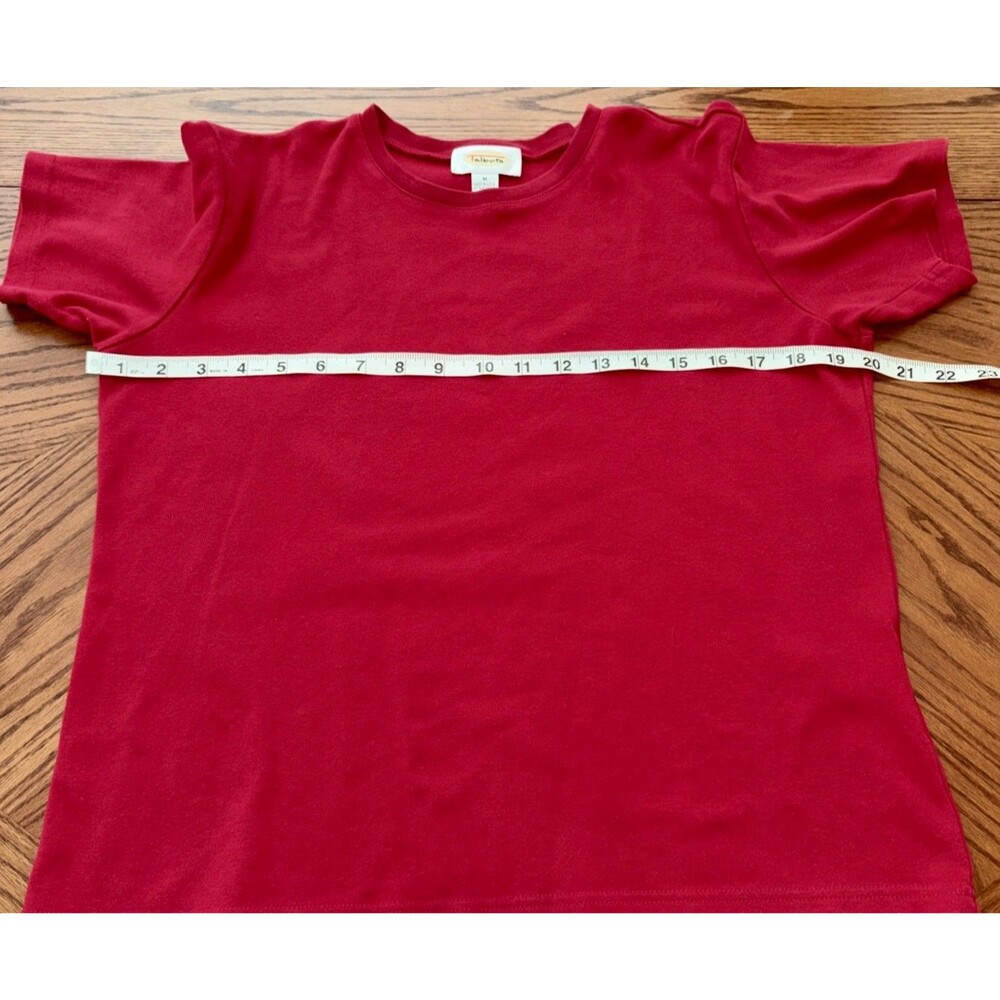 Talbots Women’s Red 100% Cotton Crew Neck T Shirt Short Sleeve Size Medium